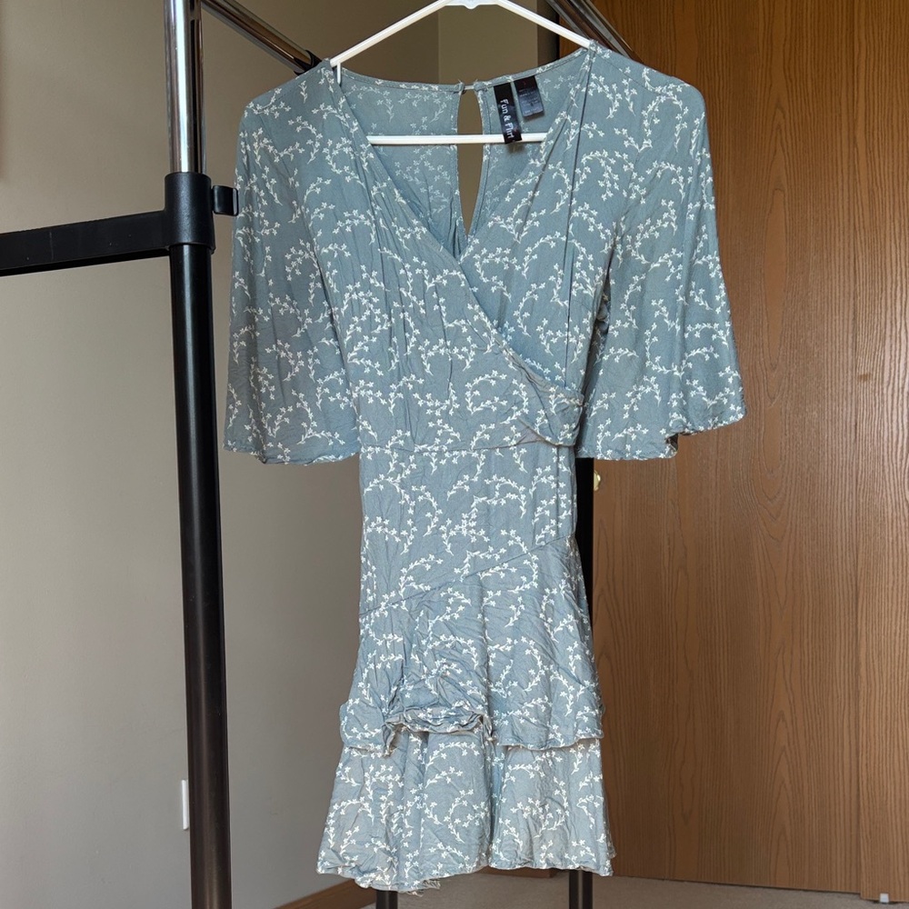 Fun & Flirt Light Blue Floral Mini Dress